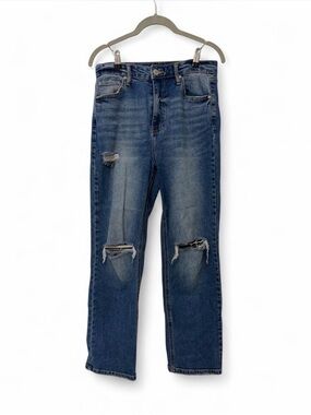 Balam Denim Medium Wash Distressed Straight-Leg Jeans